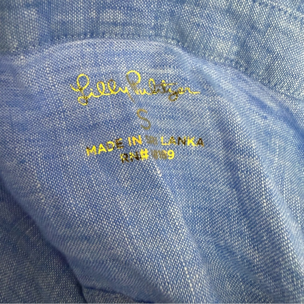 Lilly Pulitzer Sea View Button Down Top Cover-up Beckon Blue Women’s - Picture 6 of 11